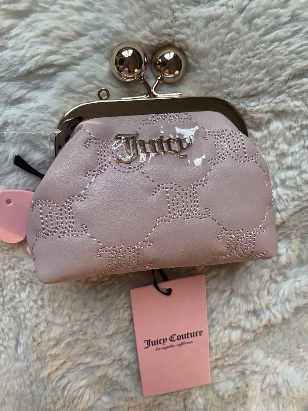 Juicy Couture‎ Flawless Kisslock Coin Purse W/Chain Strap Dusty Blush NEW